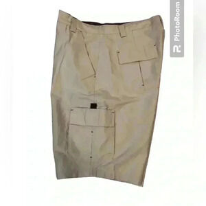 Burnside Mens 38 beige cargo hybrid shorts flat front pockets golf